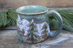 Load image into Gallery viewer, Snowy Cabin, Evergreens and Rolling River Mug, 19 oz
