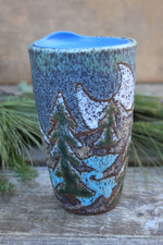 Load image into Gallery viewer, Evergreen Snowy Nights Handled Travel Mug, 17
