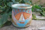 Load image into Gallery viewer, Beachy Sand Dune Sunset and Sailboat Mug, 16 oz
