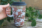 Load image into Gallery viewer, Cherry Blossom Handled Travel Mug, 18 oz
