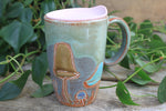 Load image into Gallery viewer, Mushroom Madness Carved Handled Travel Mug, 14 oz
