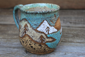 Snowy Glacial Lakes Sunset Mug, 24 oz