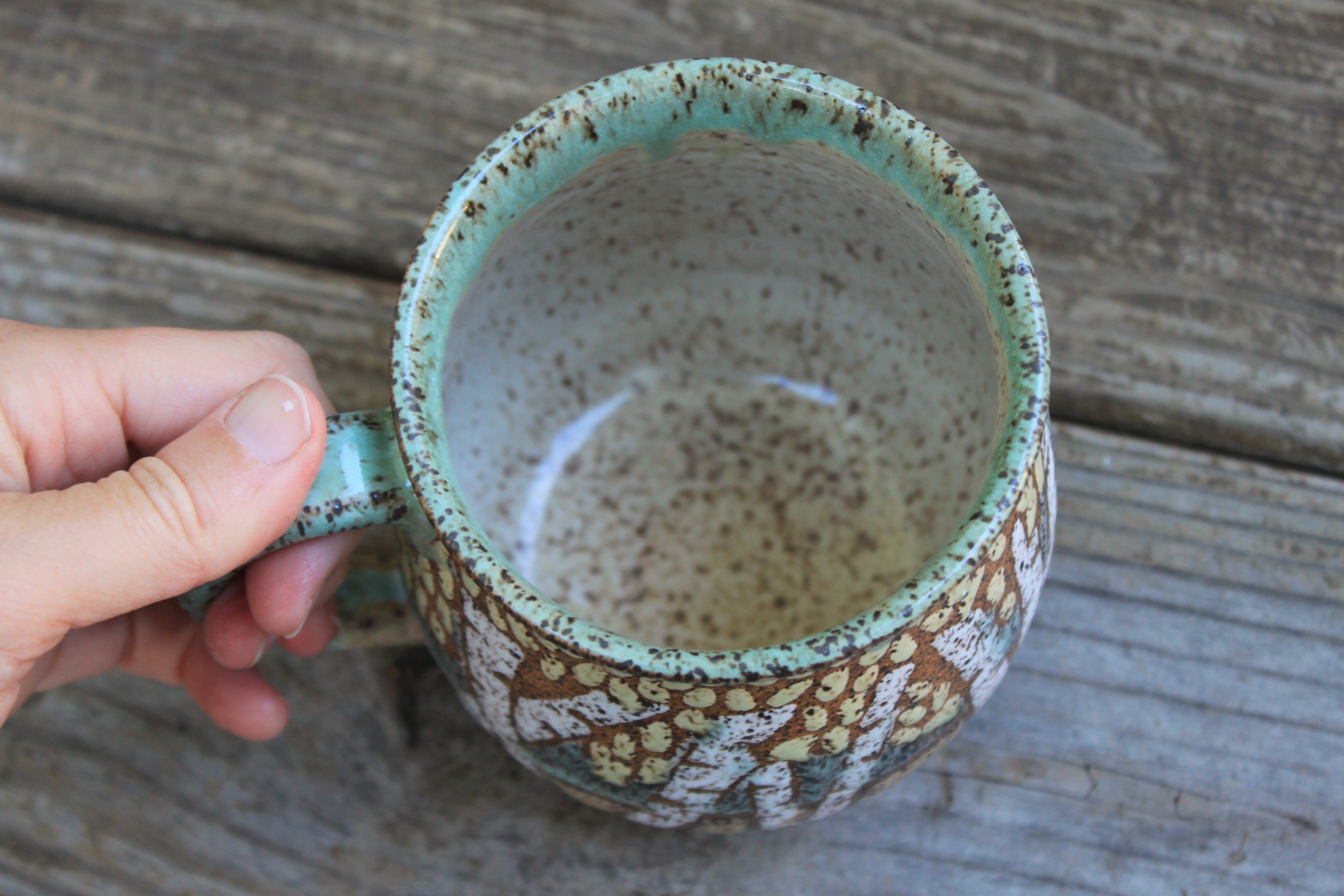 Birch Tree Foliage and River Mountain Days Mug, 23 oz