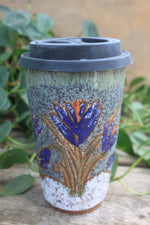 Load image into Gallery viewer, Crocus Celebration Handled Travel Mug, 16 oz
