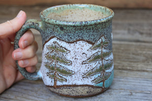 Snowy Cabin Forest Nights Mug, 20 oz