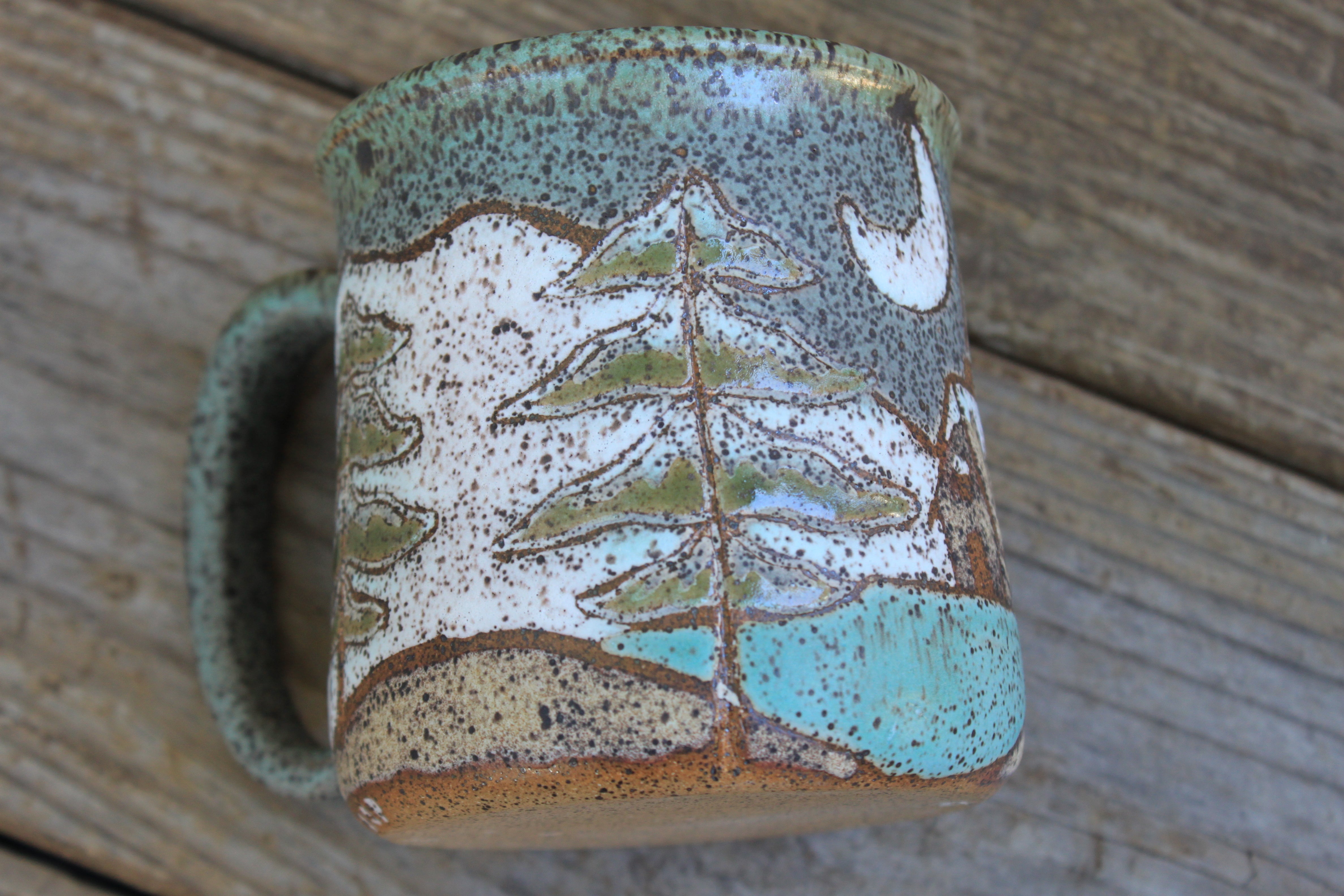 Snowy Cabin Forest Nights Mug, 20 oz