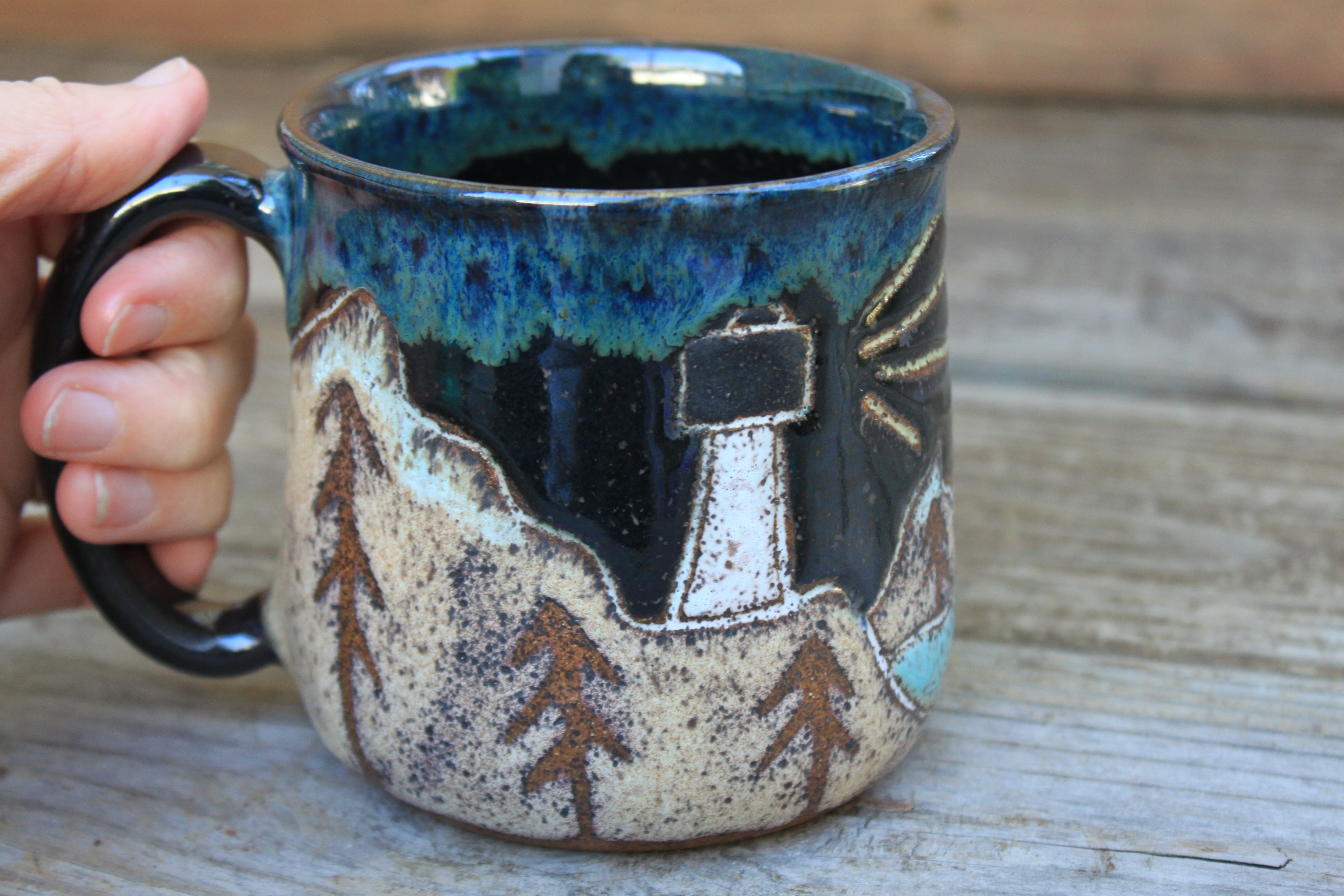 Acadia National Park Coastal Nights Carved Mug, 19 oz