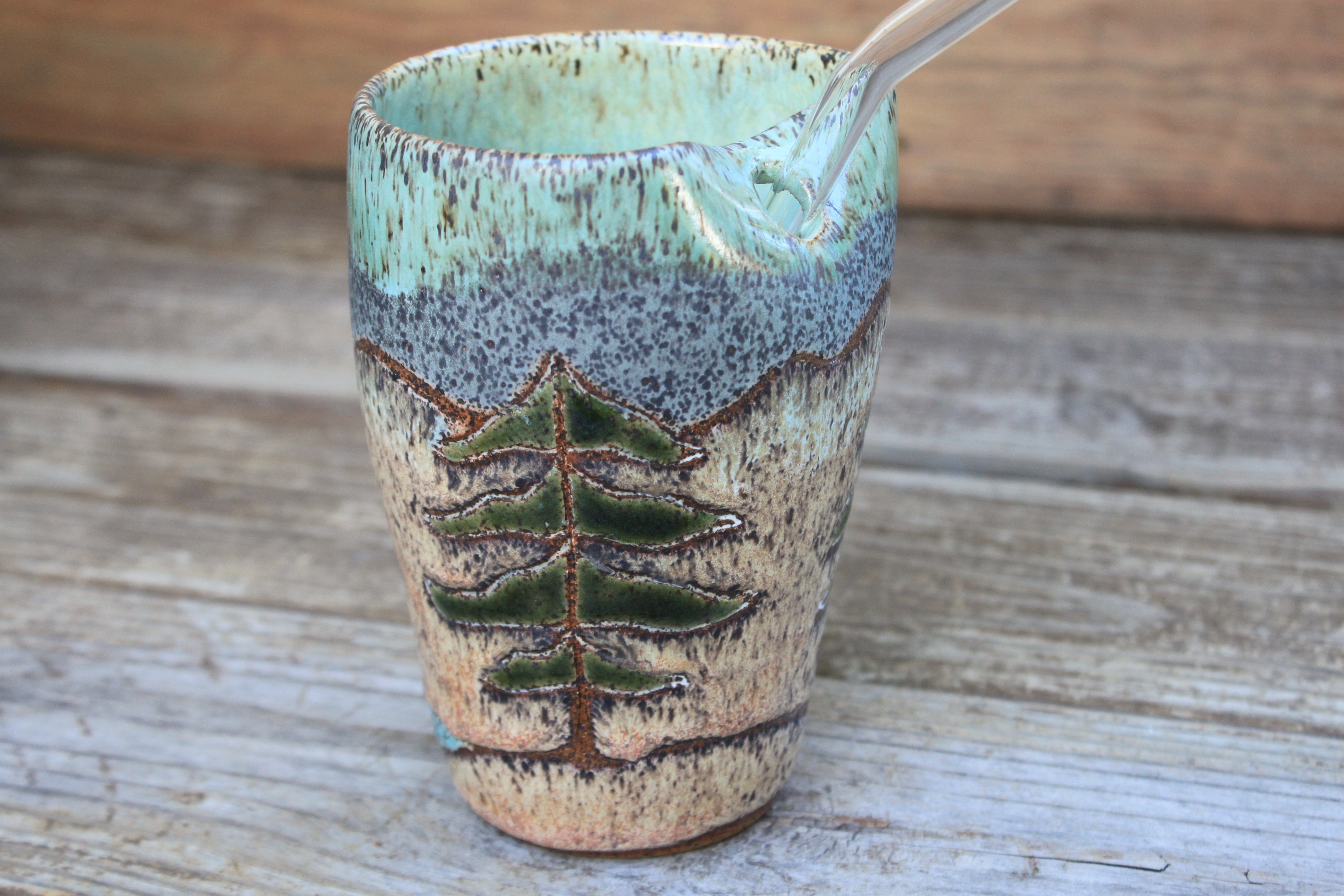 Camping in Redwood Grove Carved Straw Cup, 19 oz