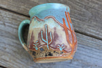 Load image into Gallery viewer, Carved Desert Mountain Sunset Mug, 23 oz
