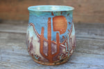 Load image into Gallery viewer, Carved Desert Mountain Sunset Mug, 23 oz
