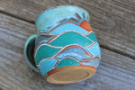 Load image into Gallery viewer, Wavy Ocean Days Carved Mug, 17 oz
