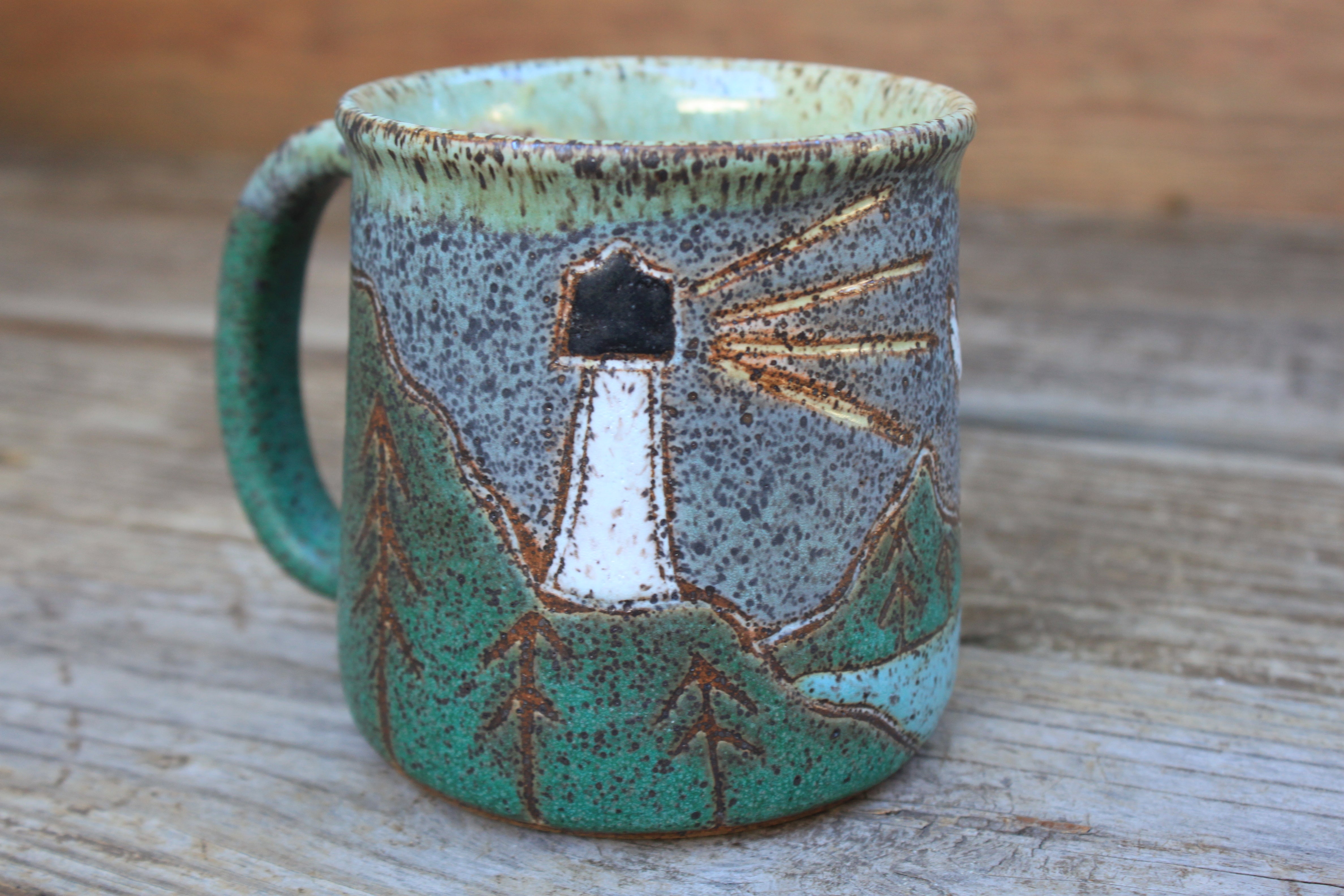 Acadia National Park Coastal Views Carved Mug, 18 oz