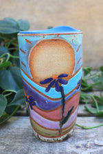 Load image into Gallery viewer, Rainbow Fields and Cone Flower Dreams Handled Travel Mug, 17 oz
