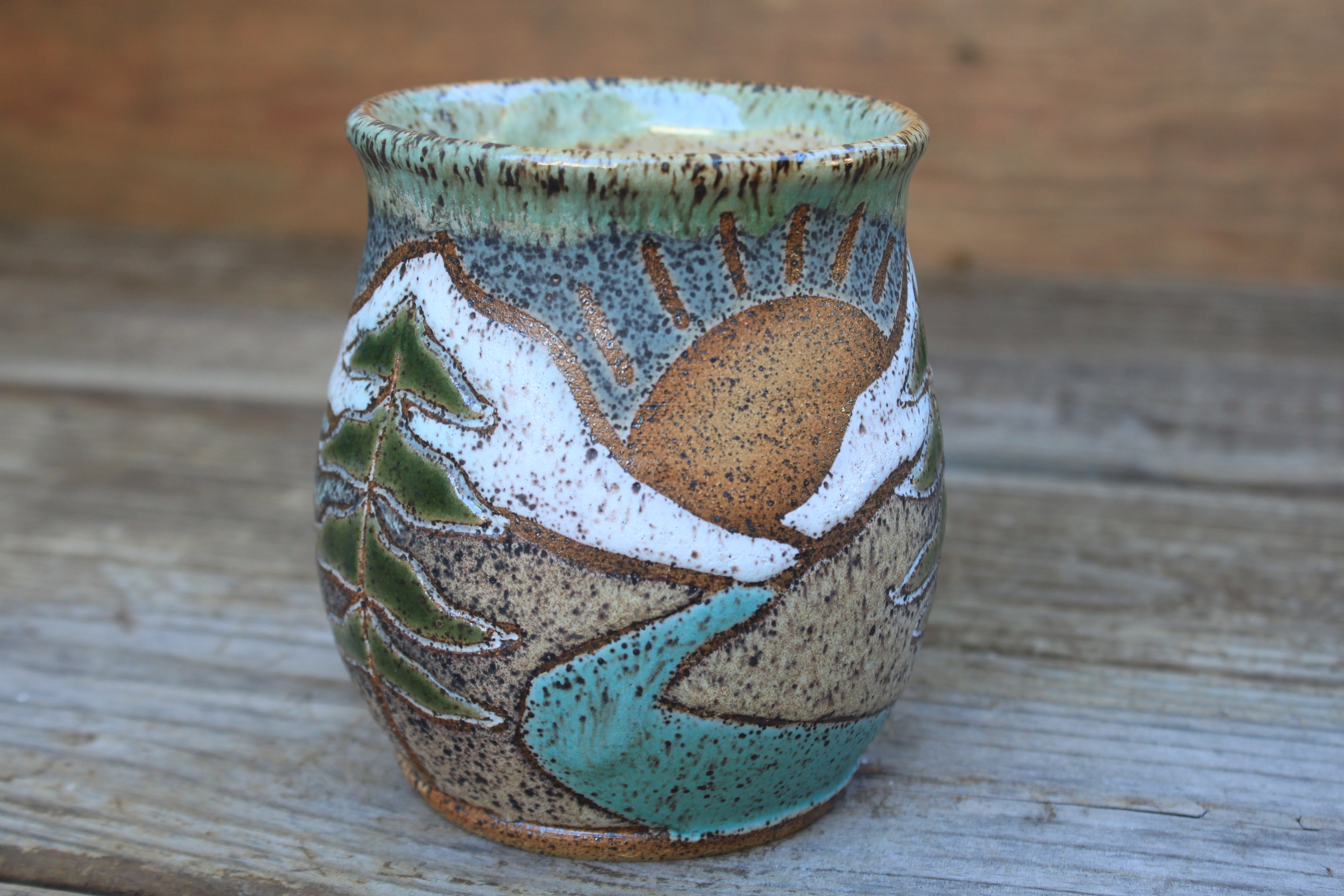 Snowy River Forest Sunset Mug, 19 oz