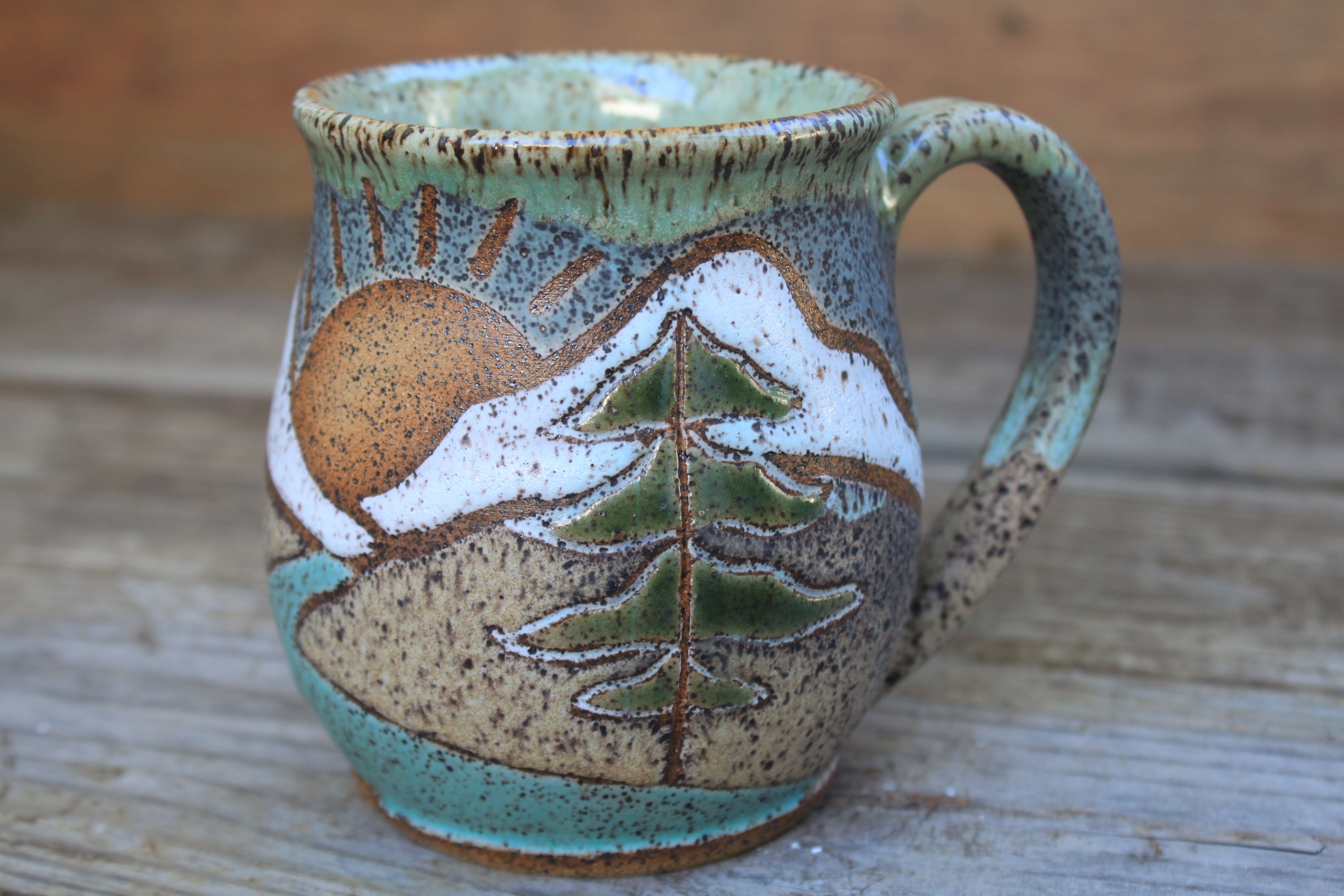 Snowy River Forest Sunset Mug, 19 oz