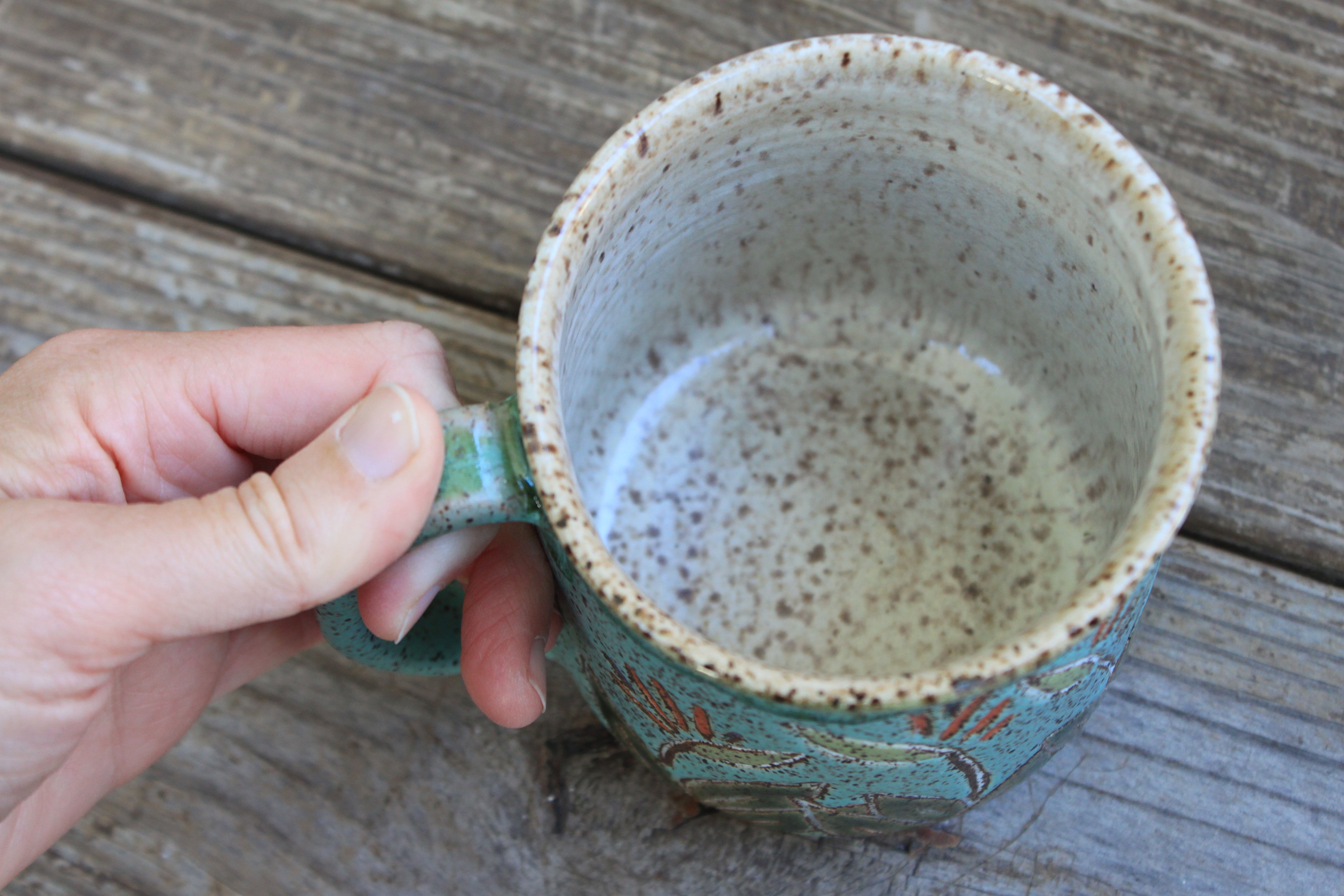 Bird of Paradise Turquoise Carved Mug, 21 oz