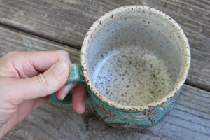 Bird of Paradise Turquoise Carved Mug, 21 oz