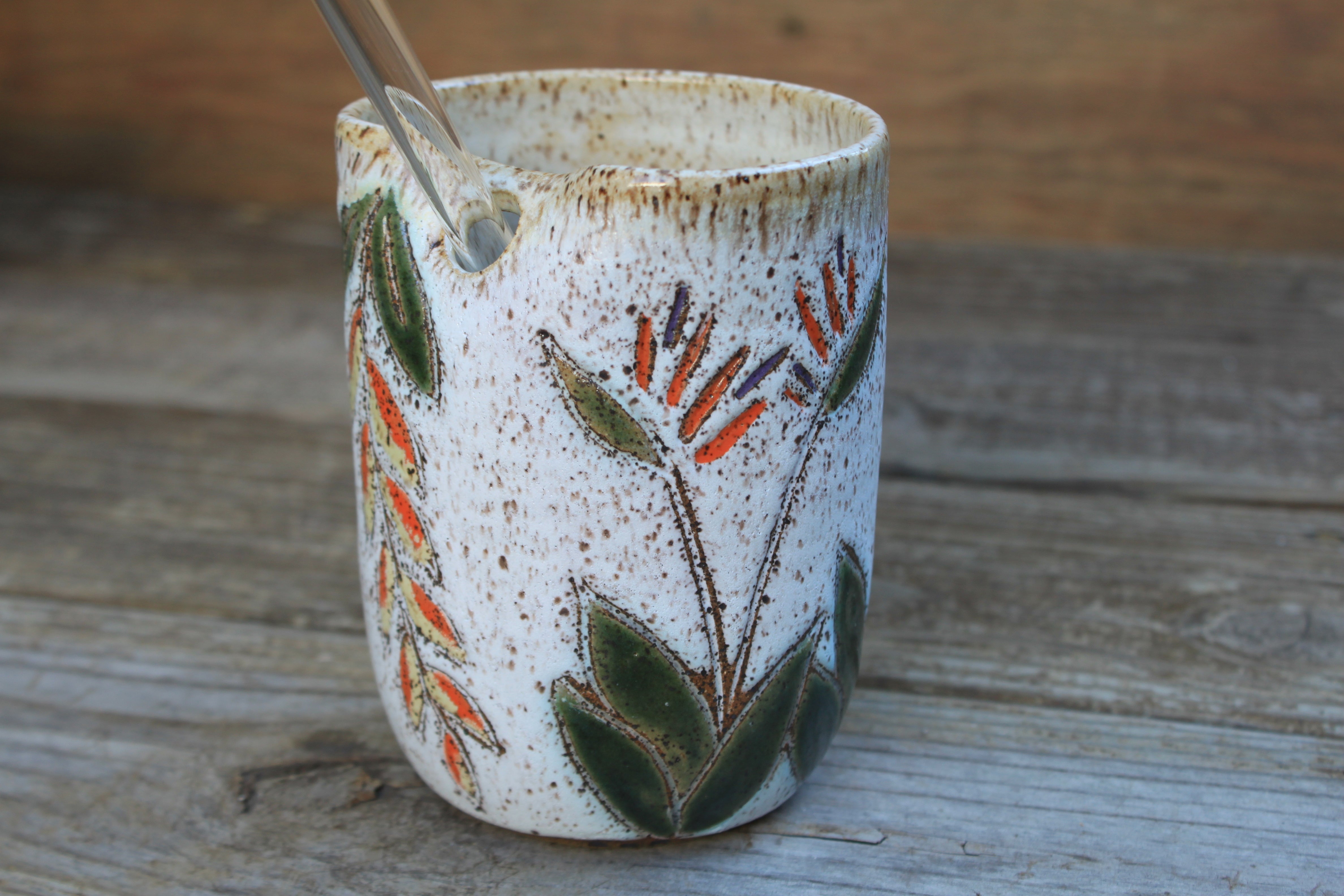 Bird of Paradise Carved Straw Cup, 20 oz