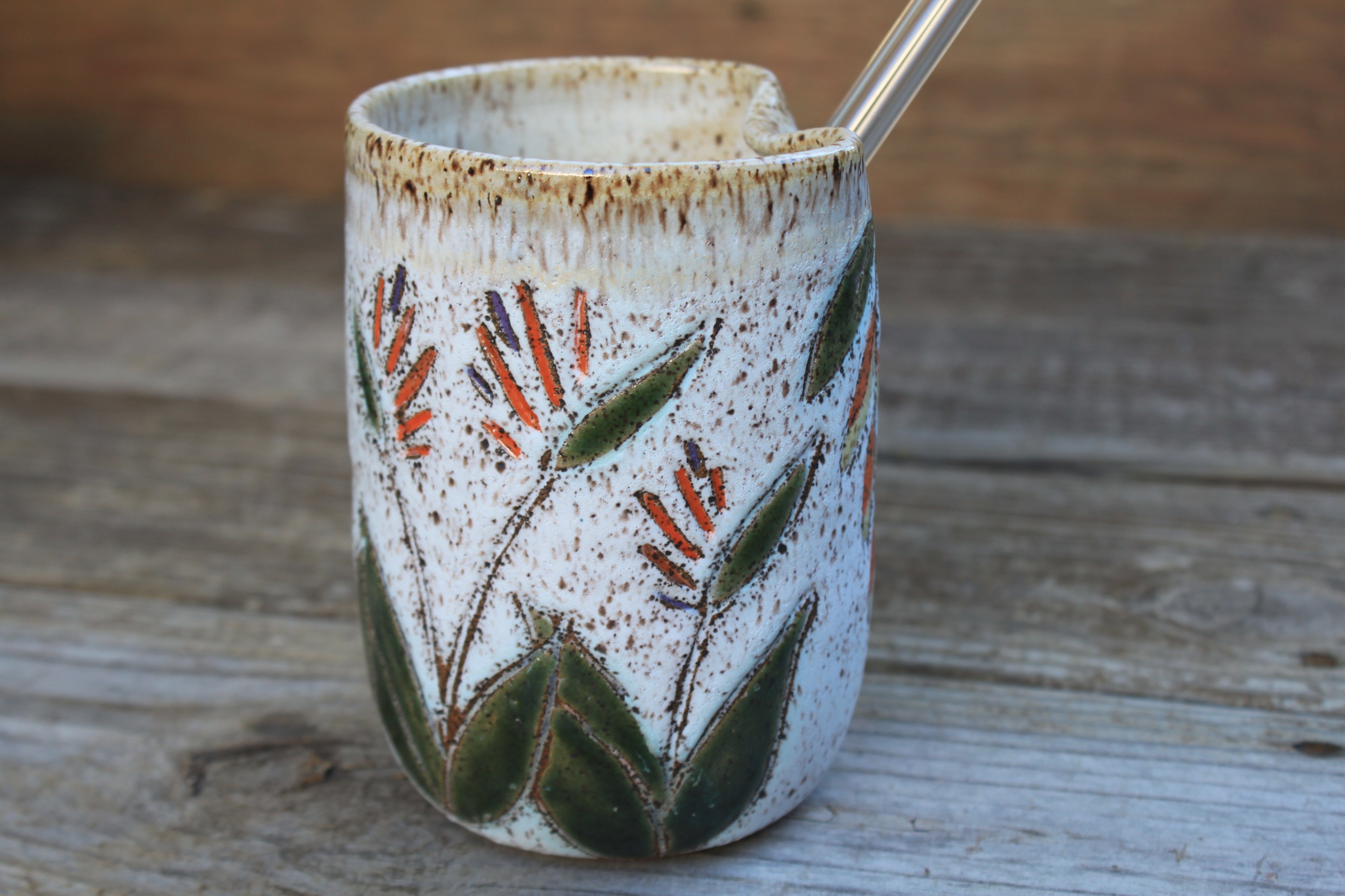 Bird of Paradise Carved Straw Cup, 20 oz