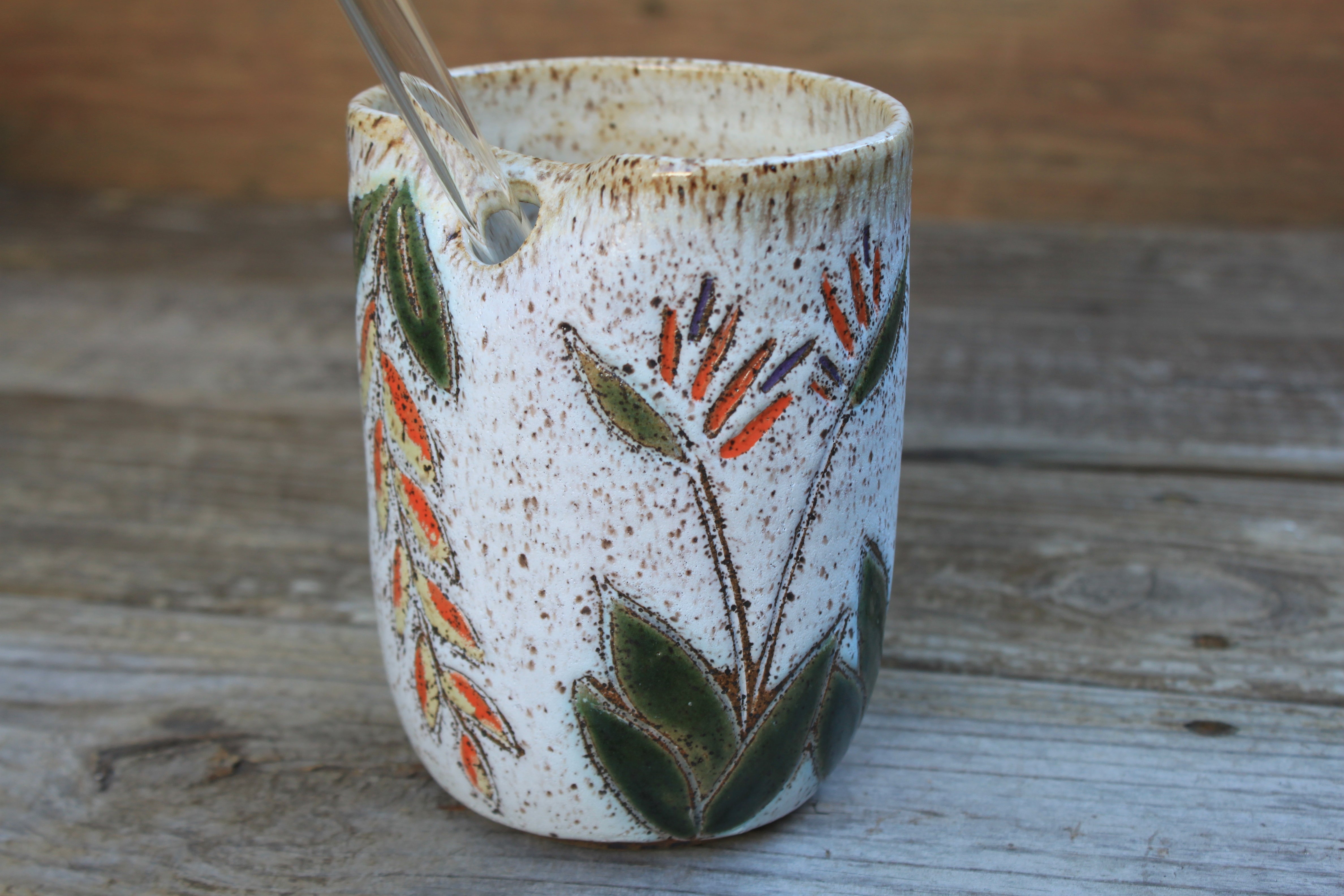 Bird of Paradise Carved Straw Cup, 20 oz