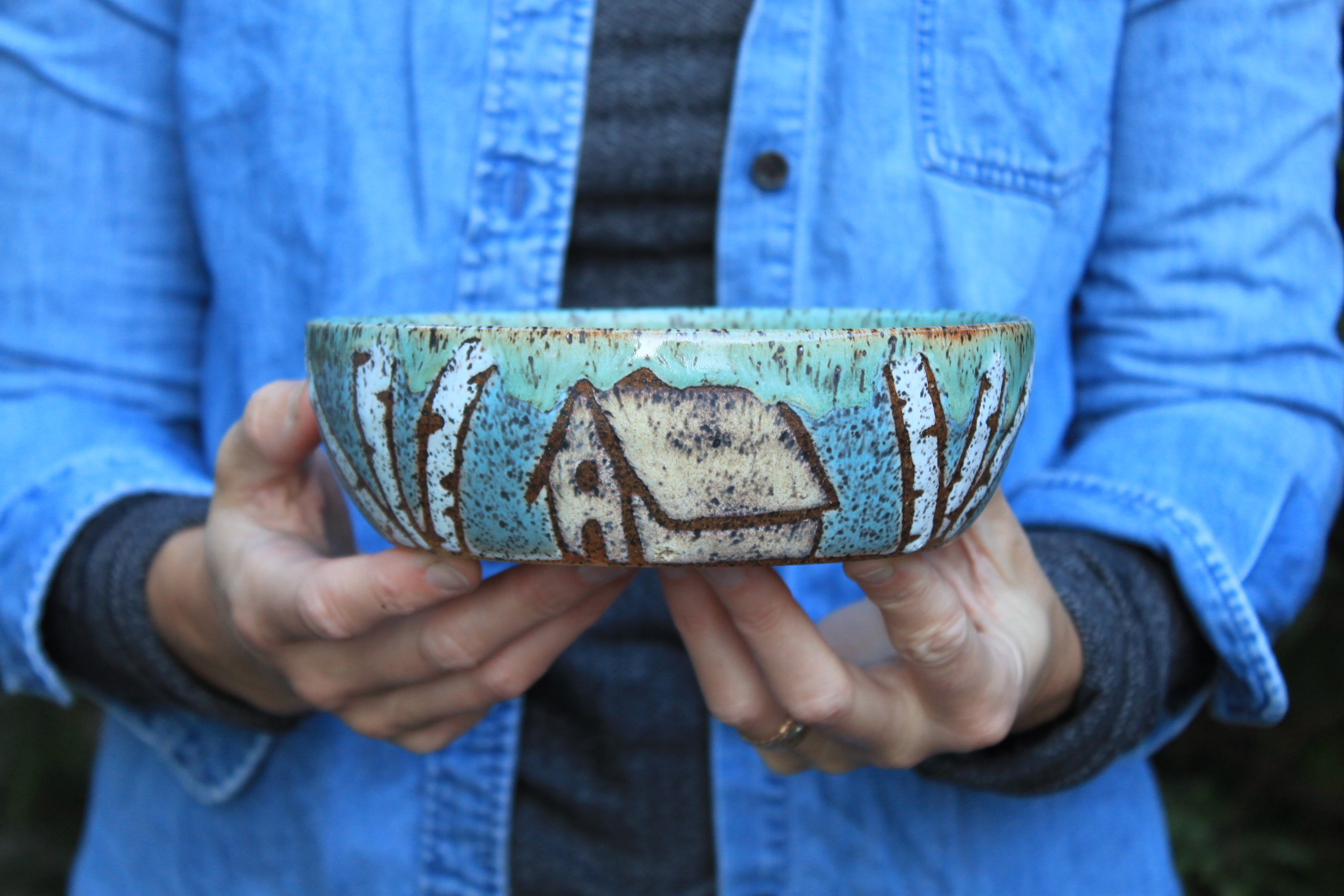 Cabin in Birch Grove Plate Bowl