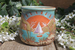 Load image into Gallery viewer, Beachy Sand Dune Sunset and Sailboat Mug, 18 oz
