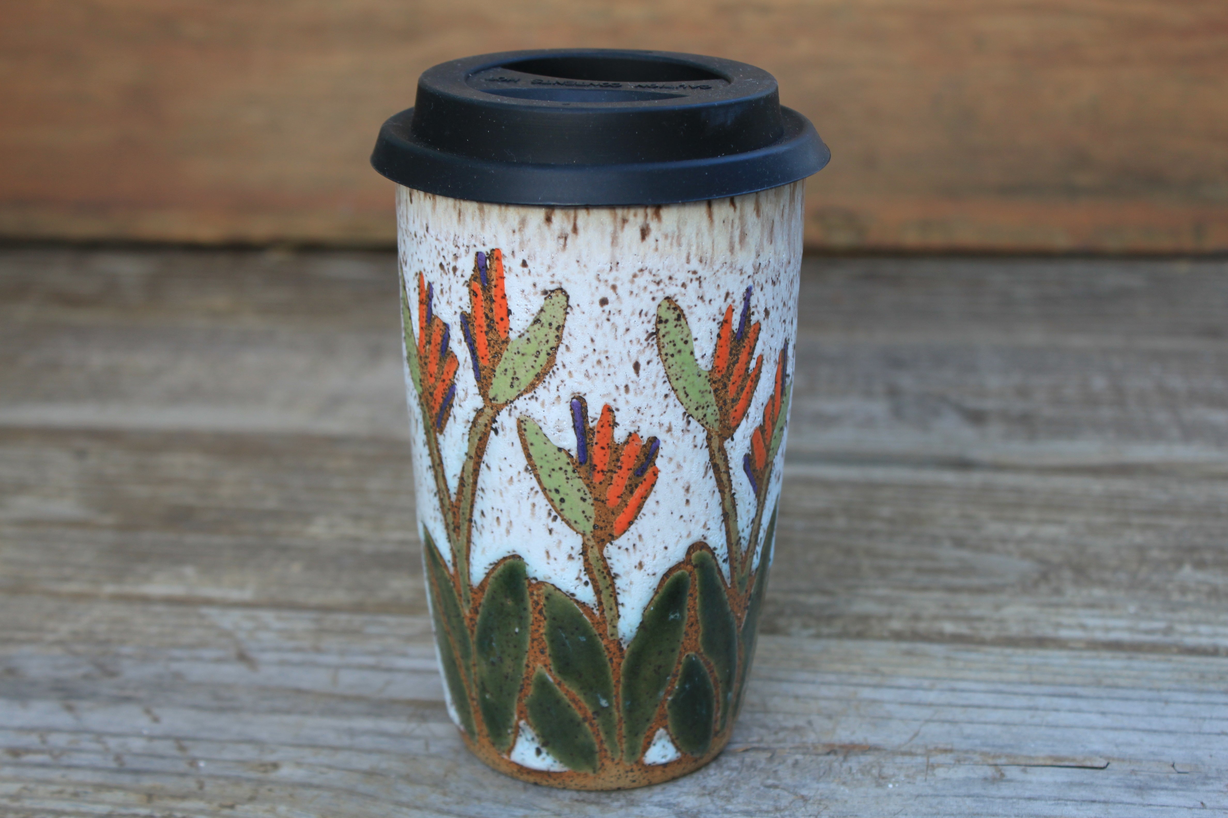 Bird of Paradise Handled Travel Mug, 19 oz