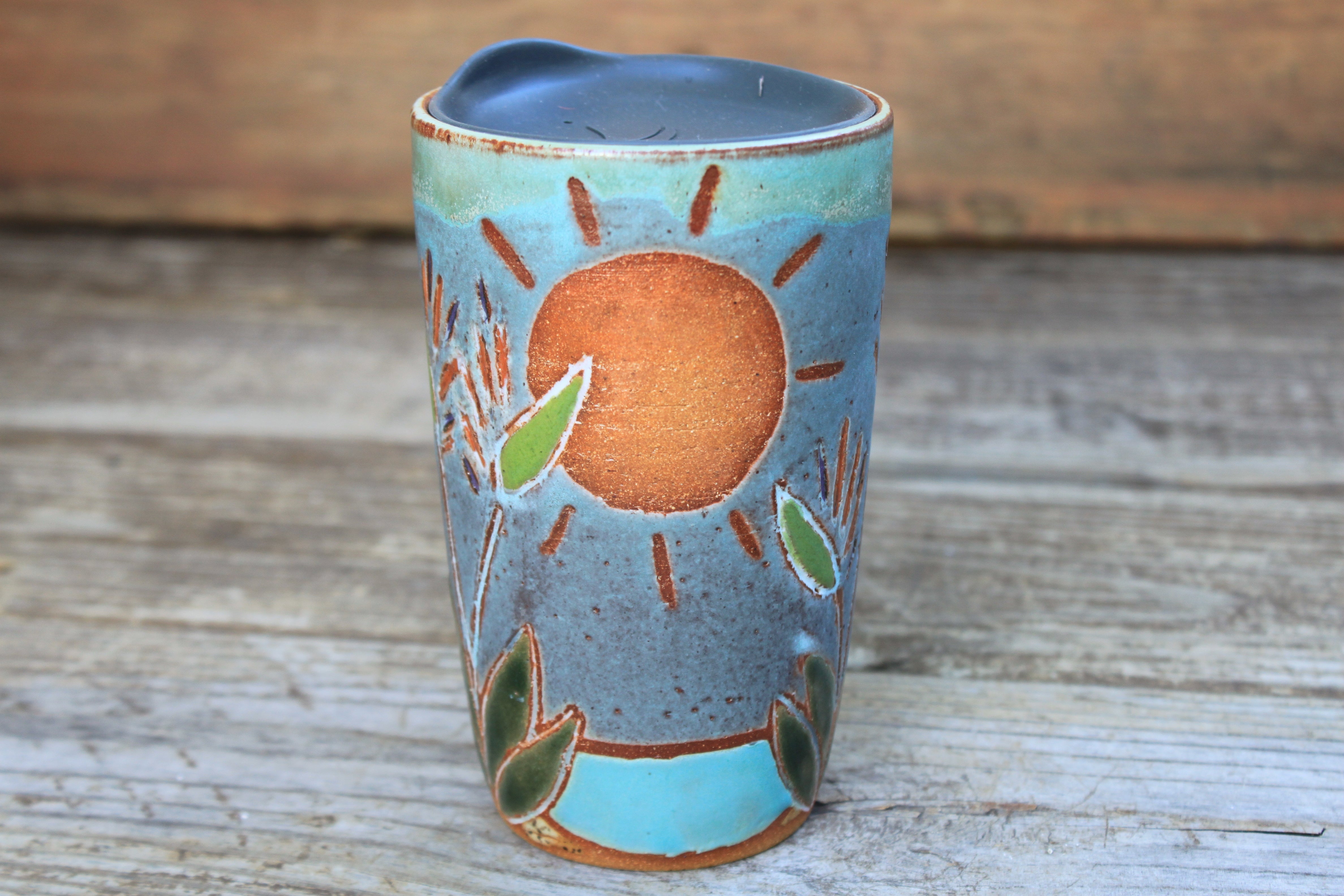 Bird of Paradise Beach Days Carved Handled Travel Mug, 17 oz