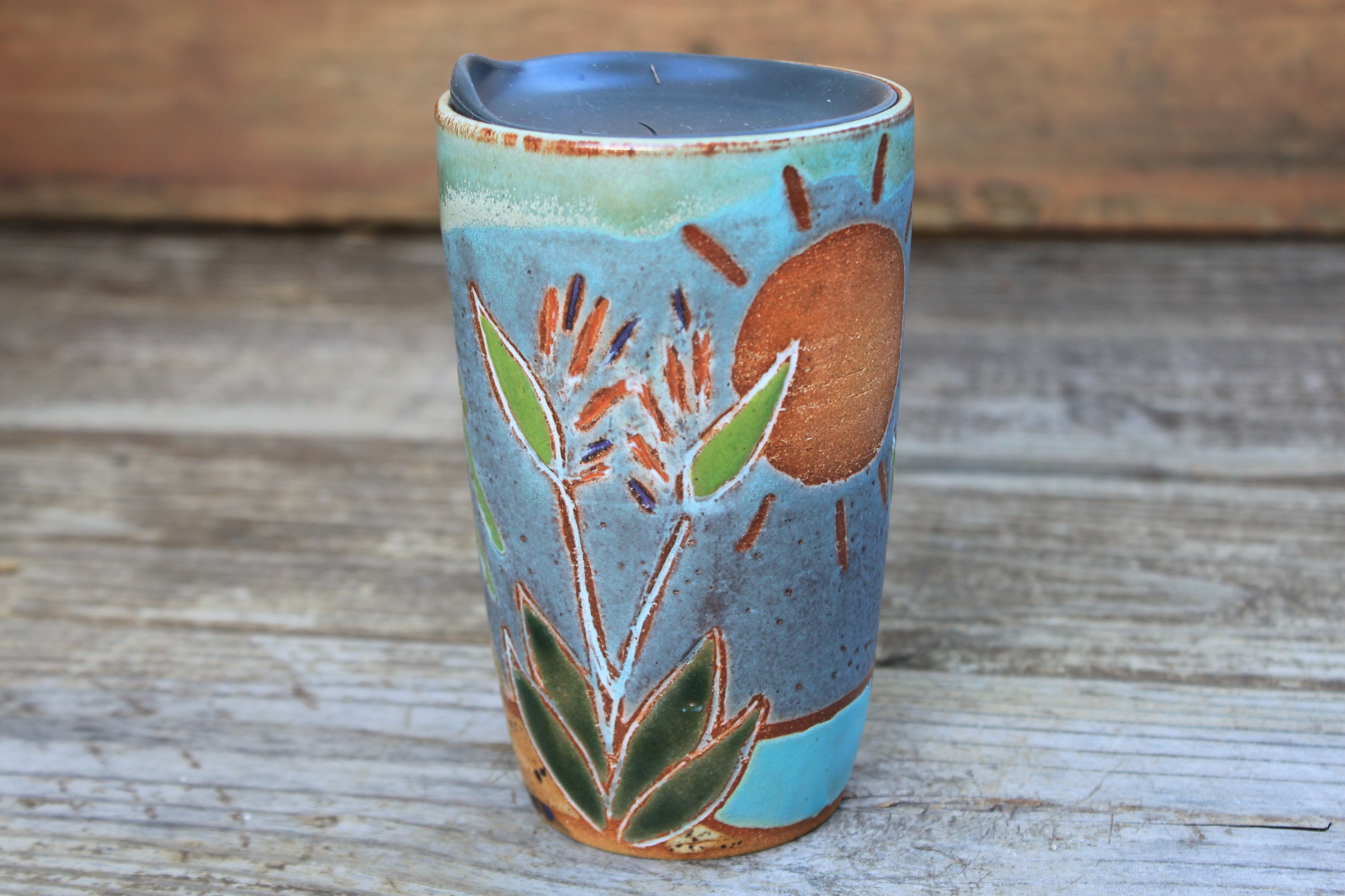 Bird of Paradise Beach Days Carved Handled Travel Mug, 17 oz