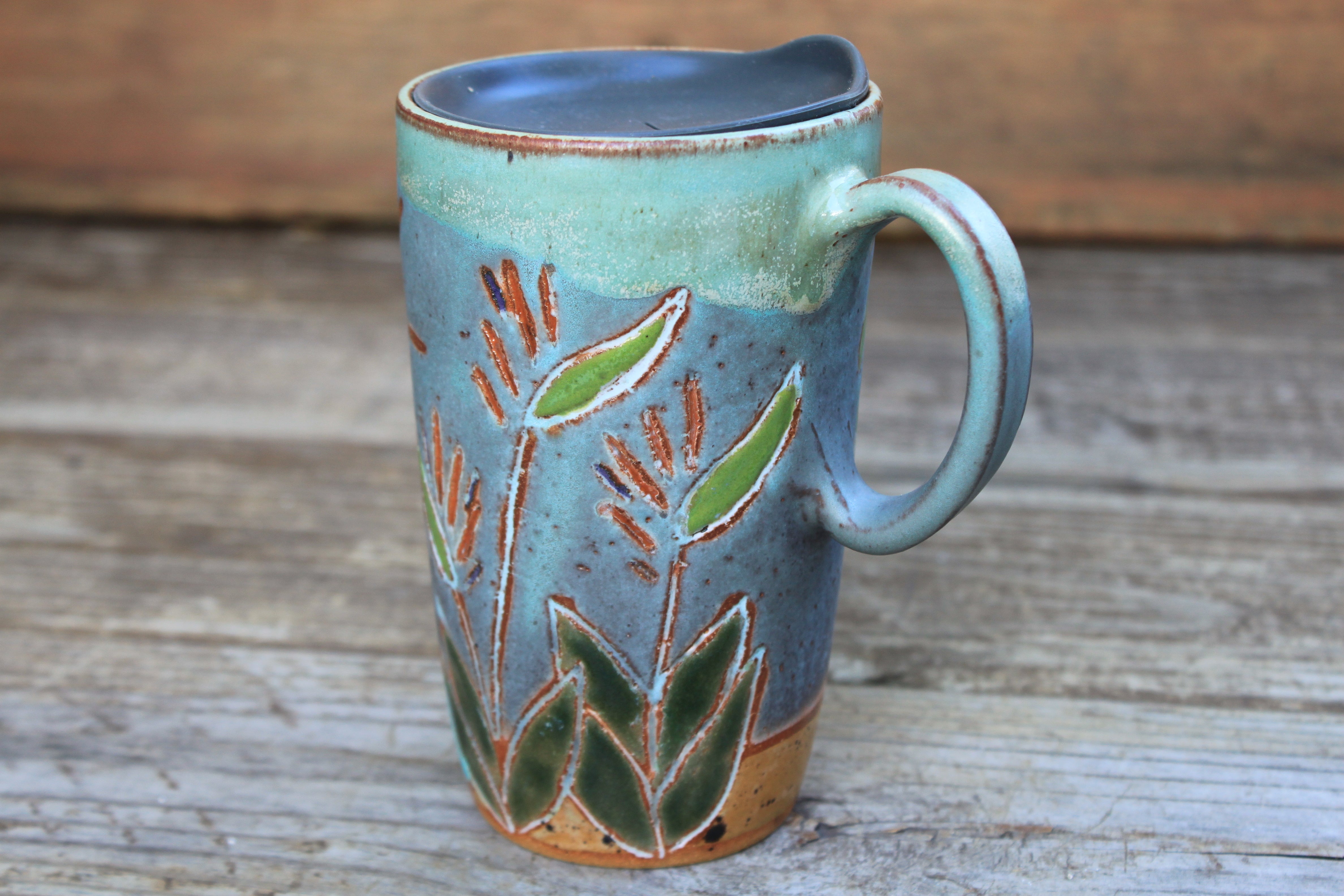 Bird of Paradise Beach Days Carved Handled Travel Mug, 17 oz