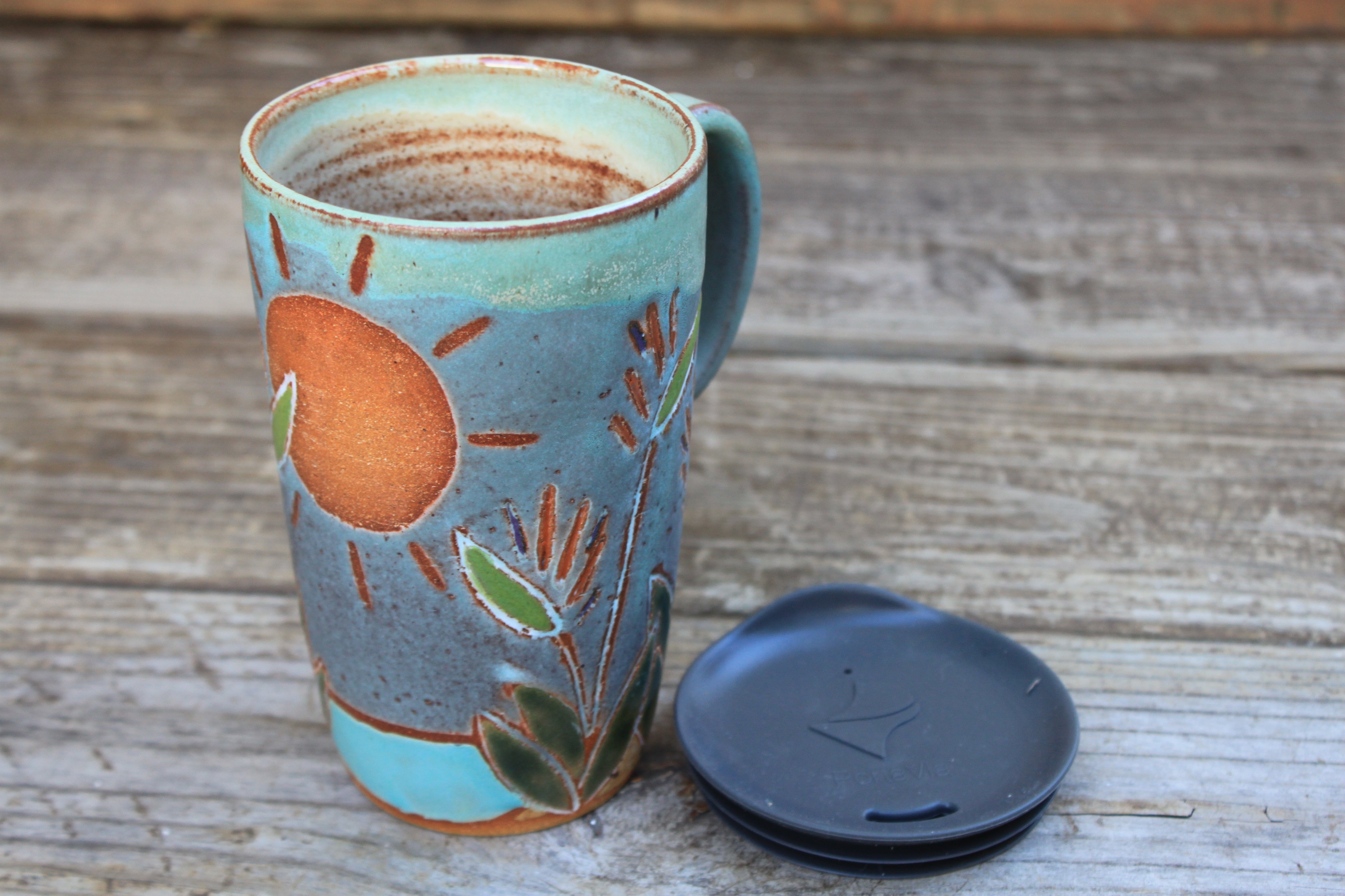 Bird of Paradise Beach Days Carved Handled Travel Mug, 17 oz