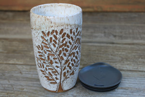 Fall Foliage Carved Handled Travel Mug, 19 oz