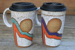 Load image into Gallery viewer, Retro Horizon Line Handled Travel Mug, 19 oz - sold separately
