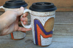 Load image into Gallery viewer, Retro Horizon Line Handled Travel Mug, 19 oz - sold separately
