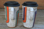 Load image into Gallery viewer, Retro Horizon Line Handled Travel Mug, 19 oz - sold separately
