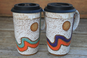 Retro Horizon Line Handled Travel Mug, 19 oz - sold separately