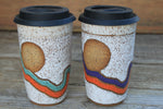 Load image into Gallery viewer, Retro Horizon Line Handled Travel Mug, 19 oz - sold separately
