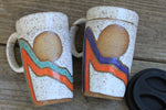 Load image into Gallery viewer, Retro Horizon Line Handled Travel Mug, 19 oz - sold separately
