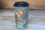 Load image into Gallery viewer, Redwood River Sunset Carved Handled Travel Mug, 18 oz
