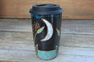 Bird of Paradise Beach Nights Carved Handled Travel Mug, 19 oz