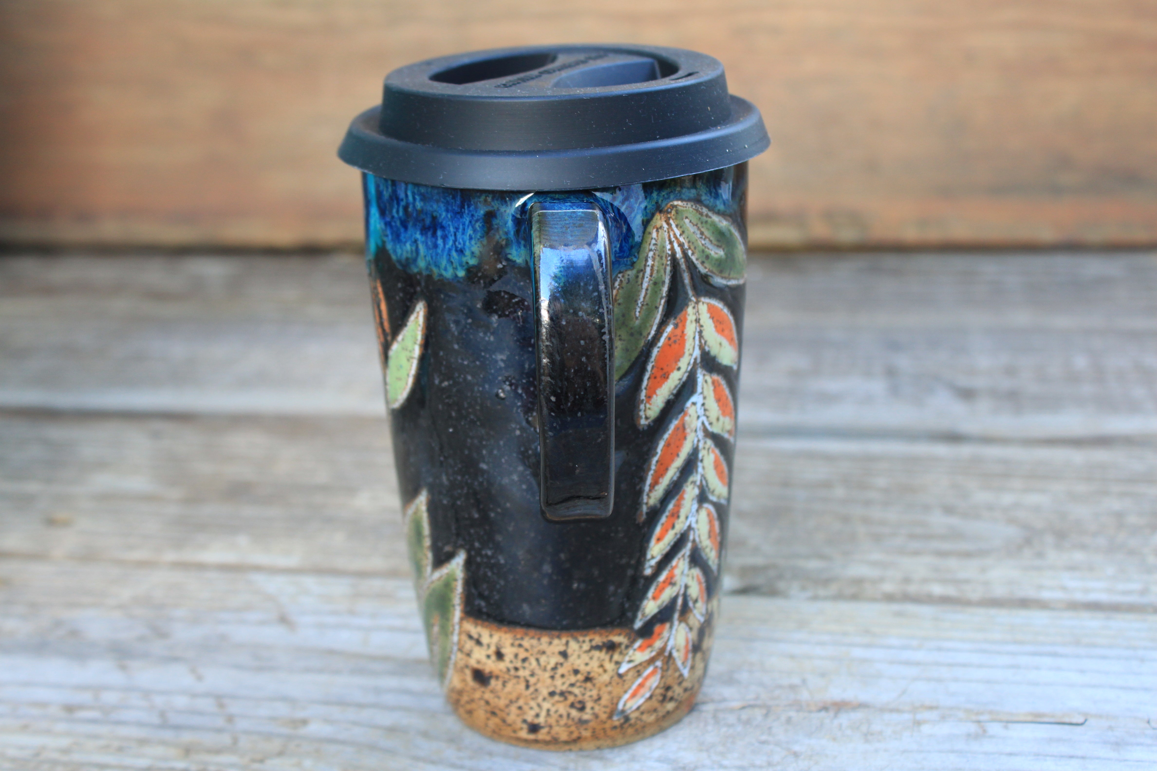 Bird of Paradise Beach Nights Carved Handled Travel Mug, 19 oz