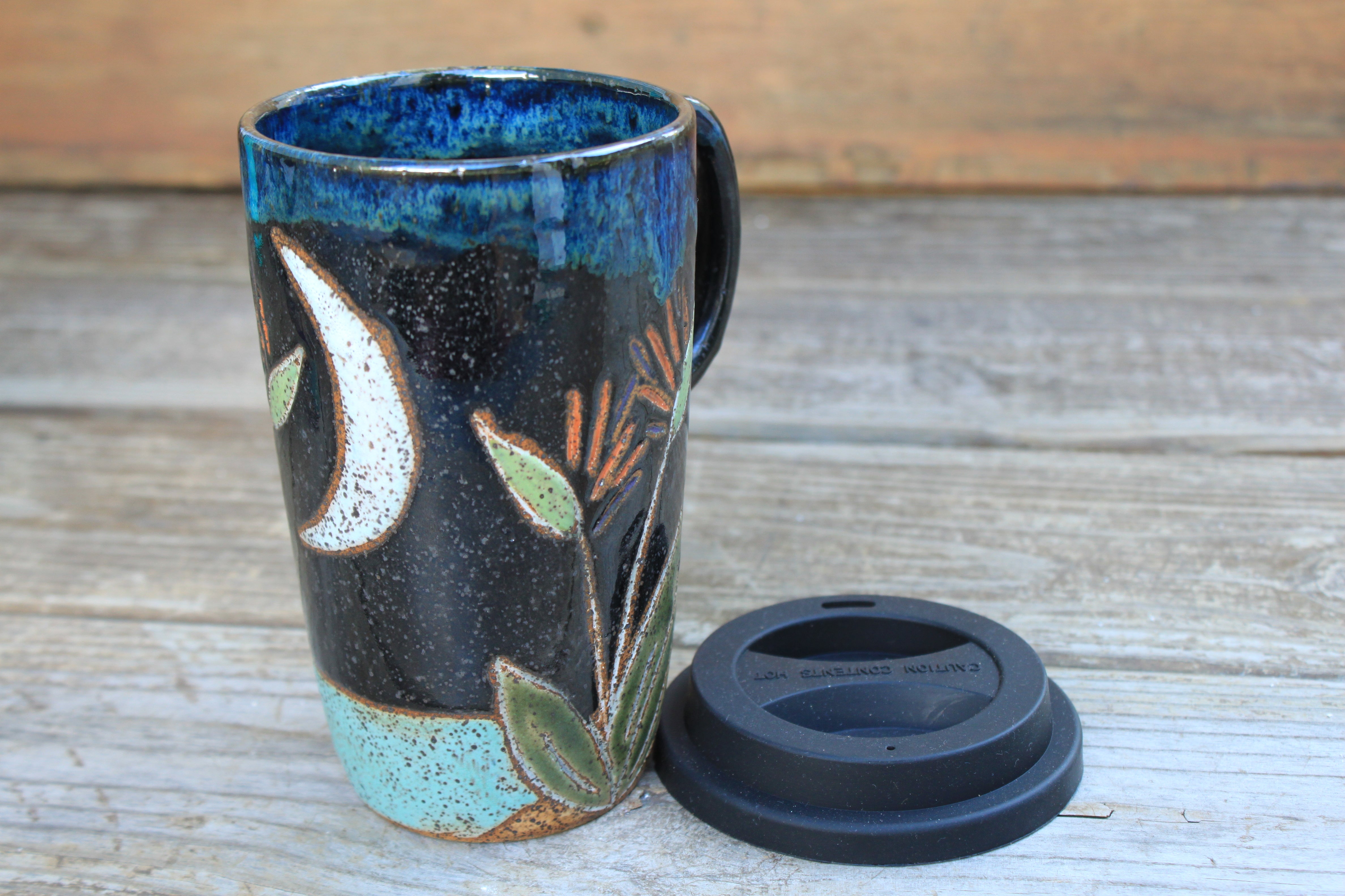 Bird of Paradise Beach Nights Carved Handled Travel Mug, 19 oz