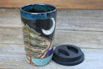 Load image into Gallery viewer, Camping in Redwood Grove Dark Nights Handled Travel Mug, 18 oz
