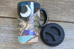 Load image into Gallery viewer, Camping in Redwood Grove Dark Nights Handled Travel Mug, 18 oz
