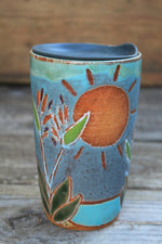 Load image into Gallery viewer, Bird of Paradise Beach Days Carved Handled Travel Mug, 17 oz
