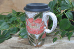 Load image into Gallery viewer, Peony Perfection Handled Travel Mug, 17 oz
