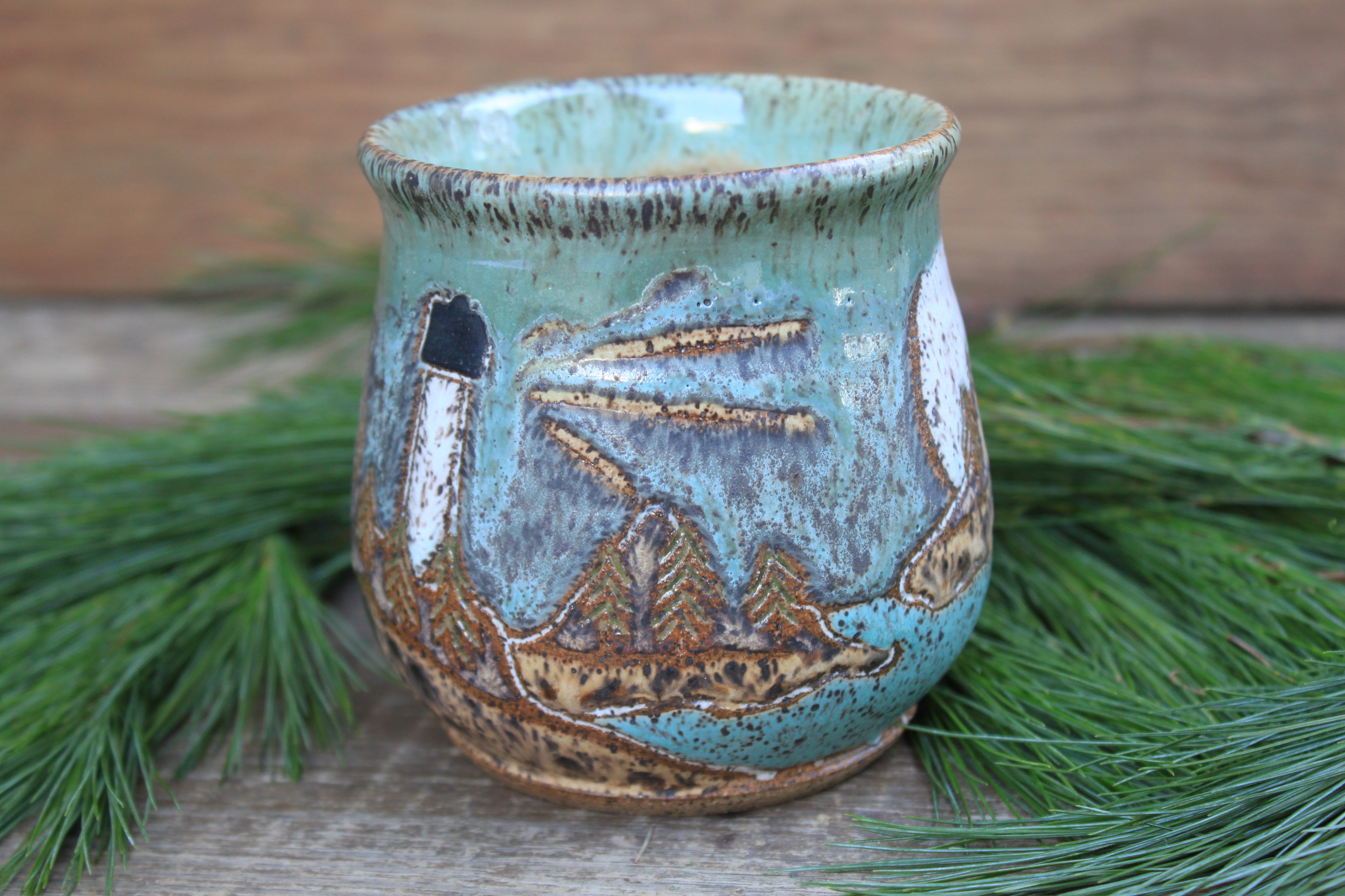 Acadia National Park Stony Coastal Cliffs Carved Mug, 18.5 oz