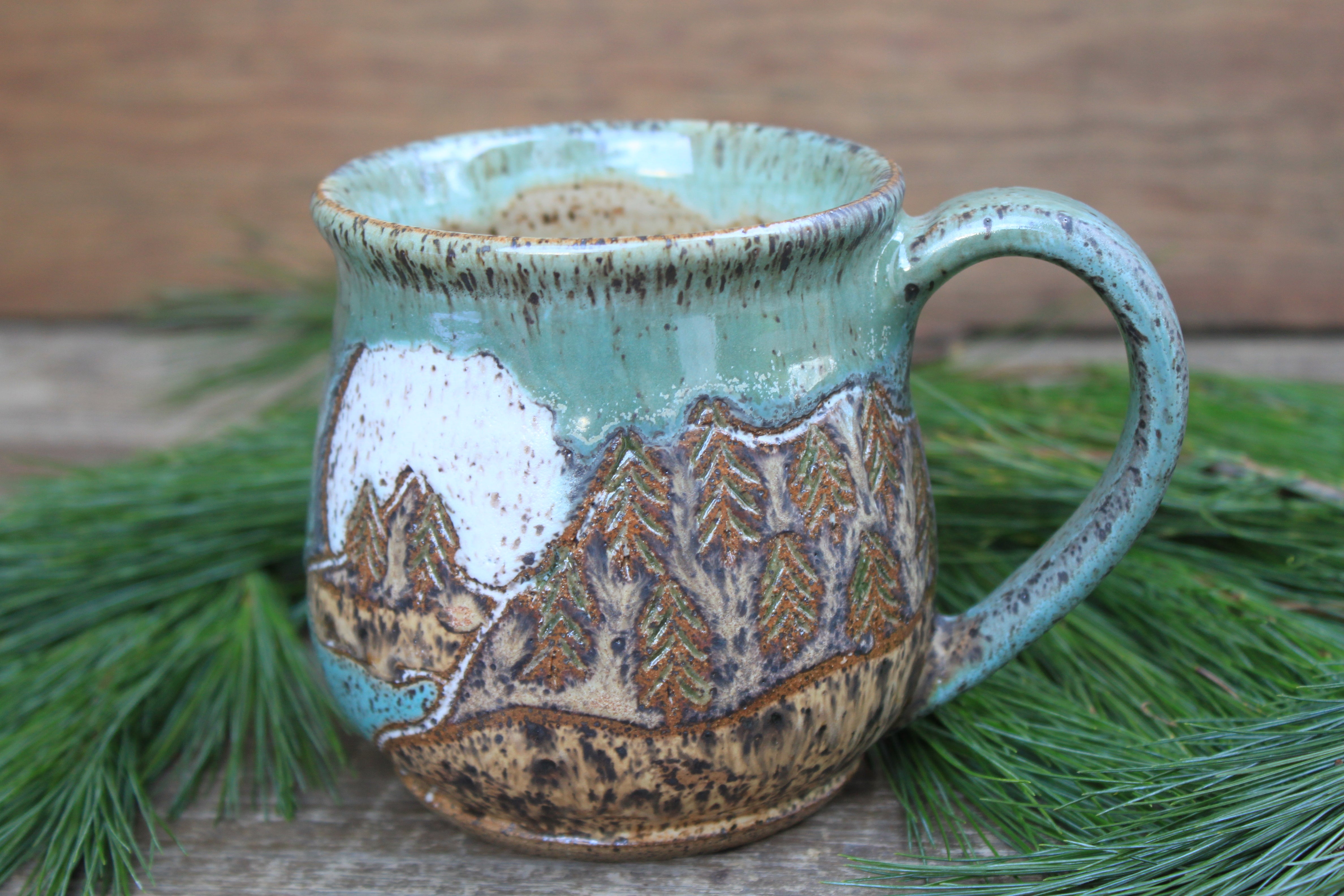 Acadia National Park Stony Coastal Cliffs Carved Mug, 18.5 oz