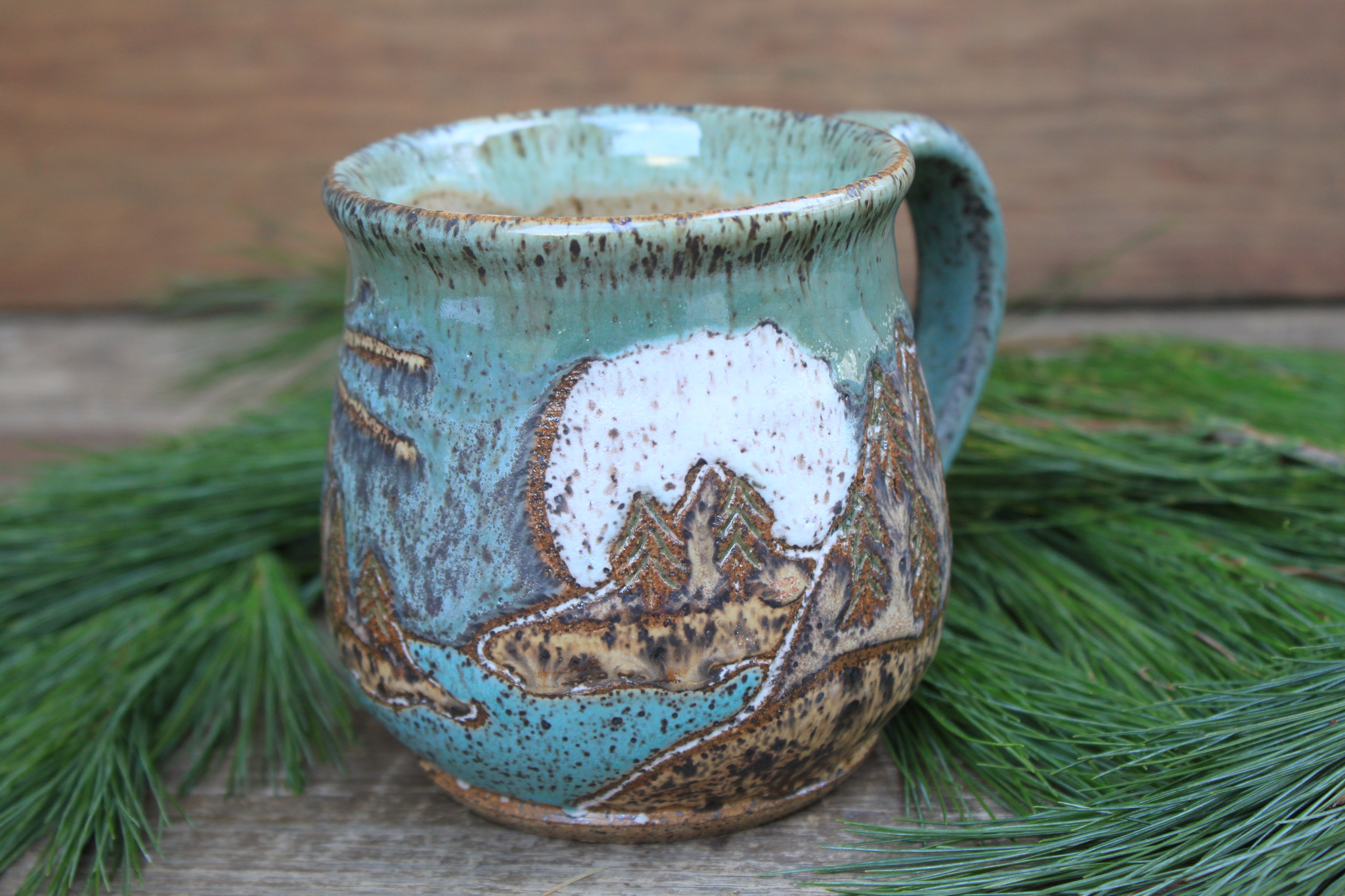 Acadia National Park Stony Coastal Cliffs Carved Mug, 18.5 oz