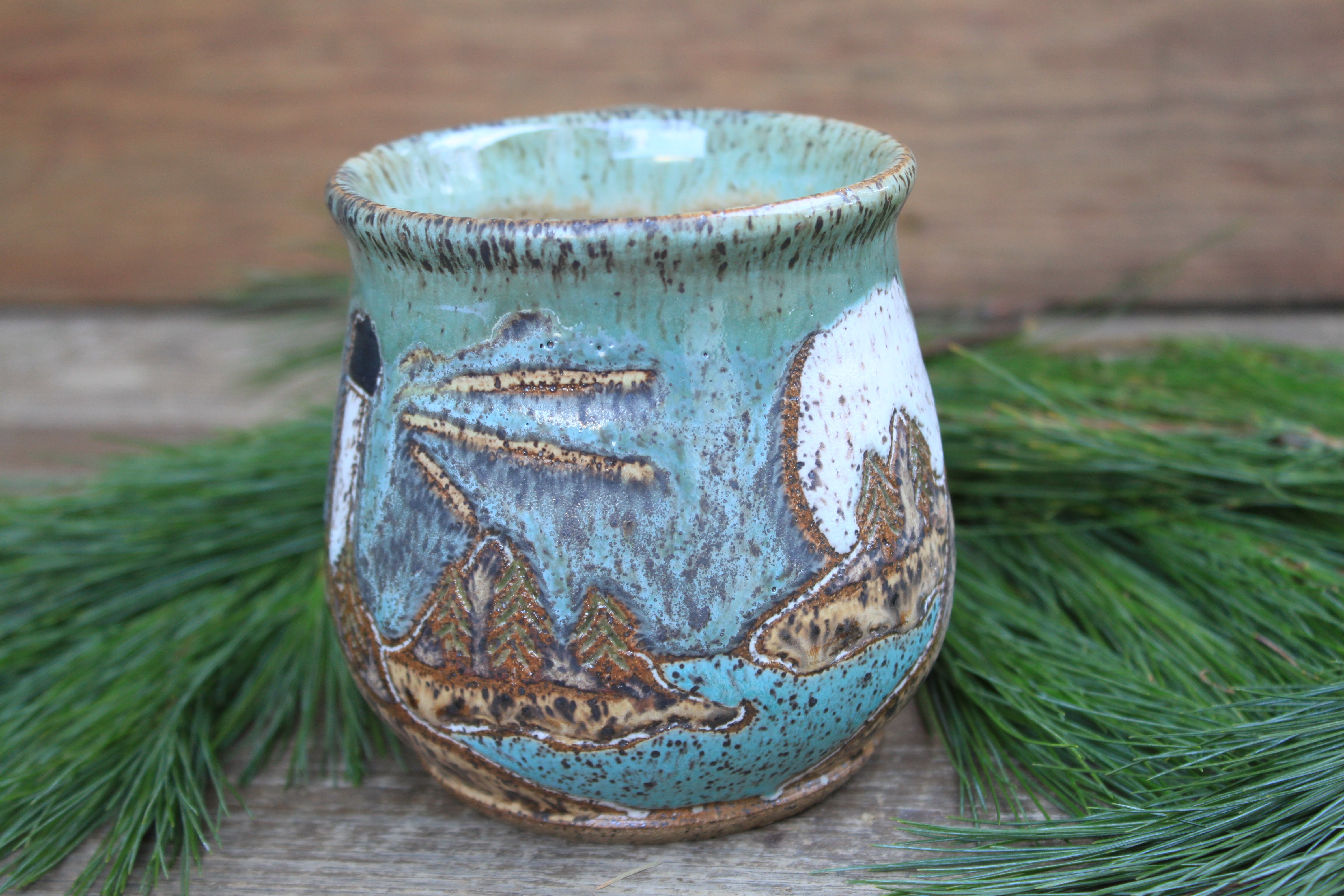 Acadia National Park Stony Coastal Cliffs Carved Mug, 18.5 oz